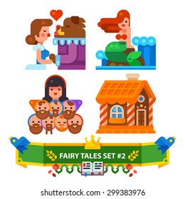Fairy Tales set. Vector flat illustration.