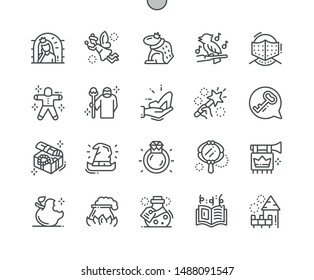 Fairy tales Well-crafted Pixel Perfect Vector Thin Line Icons 30 2x Grid for Web Graphics and Apps. Simple Minimal Pictogram