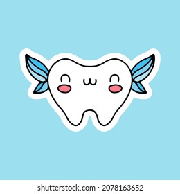 Fairy Teeth mascot illustration. Vector graphics for sticker prints and other uses.