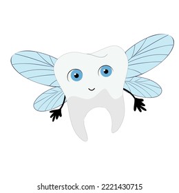 Fairy Tooth Character. Vector illustration.  