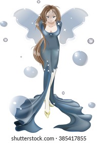 fairy with transparent wings bows and wishes good night