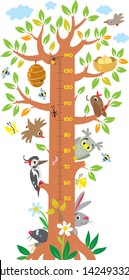 Fairy tree with animals meter wall or height chart