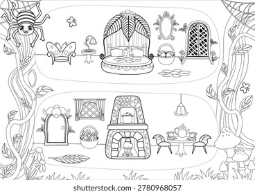 Fairy tree house coloring
