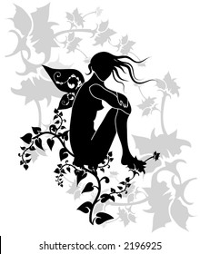 Fairy in the tree - vector