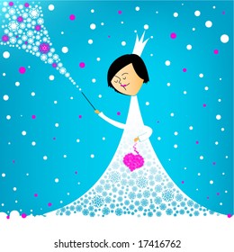 Fairy under snowfall in vector