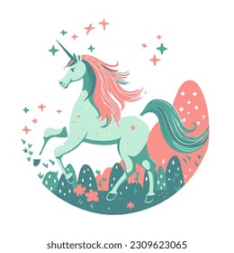 fairy unicorn illustration for your design. Cute animal