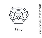 Fairy vector outline Icon Design illustration. Miscellaneous Symbol on White background EPS 10 File