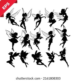 Fairy vector silhouette black and white svg