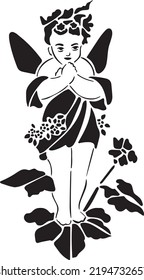 Fairy Vector Stencil, black and white