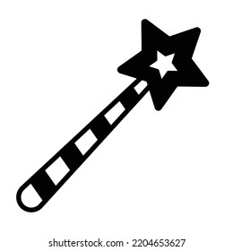 Fairy wand Black Glyph Vector Icon which can easily modifiy or edit

