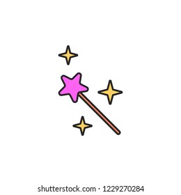 fairy wand icon. Element of magic icon for mobile concept and web apps. Color fairy wand icon can be used for web and mobile