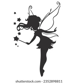 fairy wand stars kids printable cuttable wings vector illustration svg svg