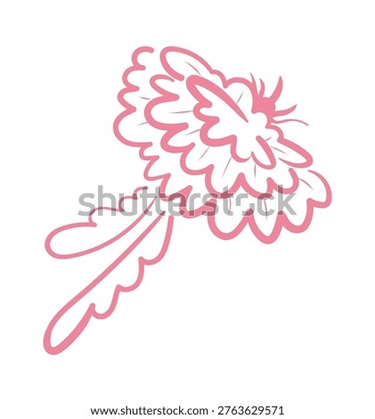 Fairy wing with feather swirl drawn in bold contour, showing layered plume and motion. Symbol of fantasy, magic, grace, and freedom for branding and decor. Cartoon vector illustration.
