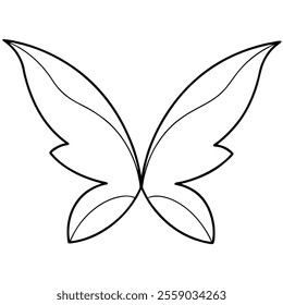 Fairy Wings Black Color Line Art Vector Illustration.