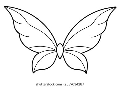Fairy Wings Black Color Line Art Vector Illustration.