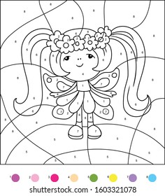 Fairy Wings Coloring By Numbers Stock Vector (Royalty Free) 1603321078 ...