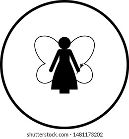 fairy with wings and magic wand symbol