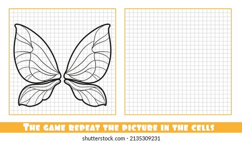 Fairy wings outlined the game repeat the picture in the cells