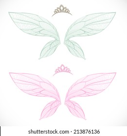 Fairy wings with tiara bundled isolated on a white background