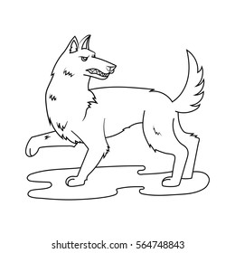 Dibujo de caricaturas hechas a mano de lobo lechero libro de colorear ilustración vectorial