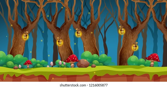 A fairy wood landscape illustration