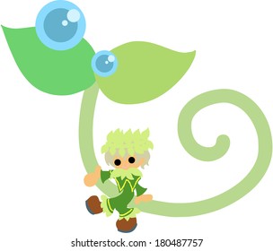 The fairy of a young leave symbolizing environment and nature.