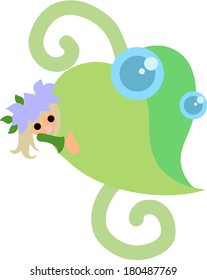 The fairy of a young leave symbolizing environment and nature.