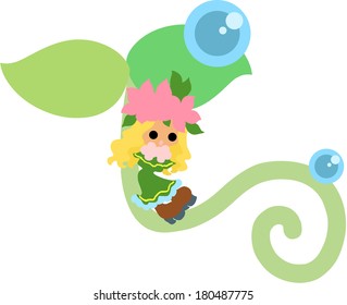 The fairy of a young leave symbolizing environment and nature.
