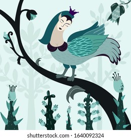 Fairyrail woman bird, Bird Gamayun, sirin