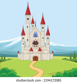 Fairytale background with princess castle
