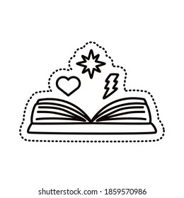 Fairytale Book Sticker Line Style Icon Vector Illustration Design