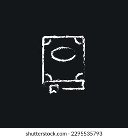 Fairytale book with a thick cover linear chalk icon. Hand drawing effect. Vector isolated black illustration