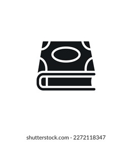 Fairytale book with a thick cover simple glyph icon. Vector solid isolated black logo illustration.