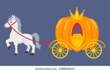 Fairy-tale carriage with a horse svg