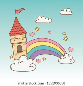 fairytale castle in the clouds scene
