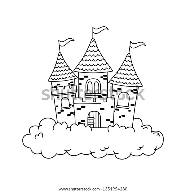 Fairytale Castle Clouds Scene Stock Vector (Royalty Free) 1351954280 ...