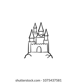 Fairytale castle hand drawn outline doodle icon. Castle vector sketch illustration for print, web, mobile and infographics isolated on white background.
