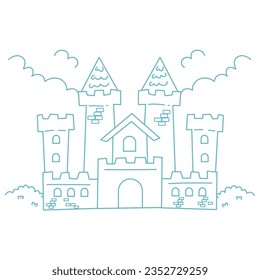 fairytale castle hand drawn style