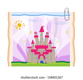 FairyTale castle illustration. EPS 10 vector.