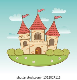 fairytale castle in the landscape scene