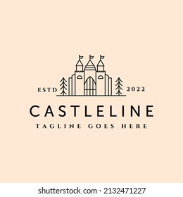 fairytale castle line art logo vector symbol illustration design