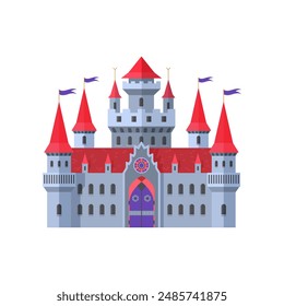 Fairytale castle of medieval kingdom, funny palace with towers from legends vector illustration