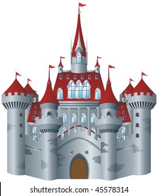 Fairy-tale castle on white background.