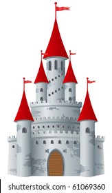 Fairy-tale castle on white background. Vector illustration.  (More castles in my portfolio)