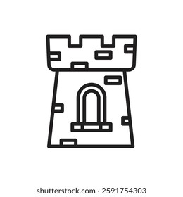 Fairytale Castle Outline Icon Vector Illustration
