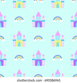 Fairytale castle seamless pattern vector