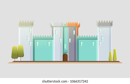 Fairy-tale Castle. Vector Flat Child Illustration. Imagination concept
