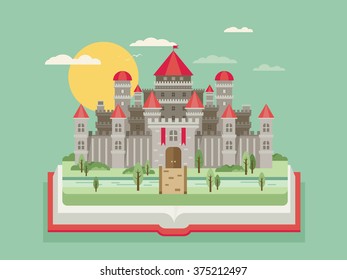 Fairy-tale Castle. Vector Flat Illustration.