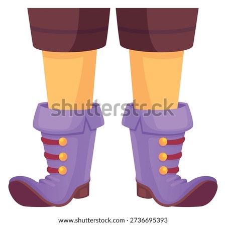 Fairytale character legs. Magical dwarf feet cartoon icon