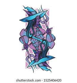 Fairy-tale character for playing cards on a white background. Cartoon style. Vector.